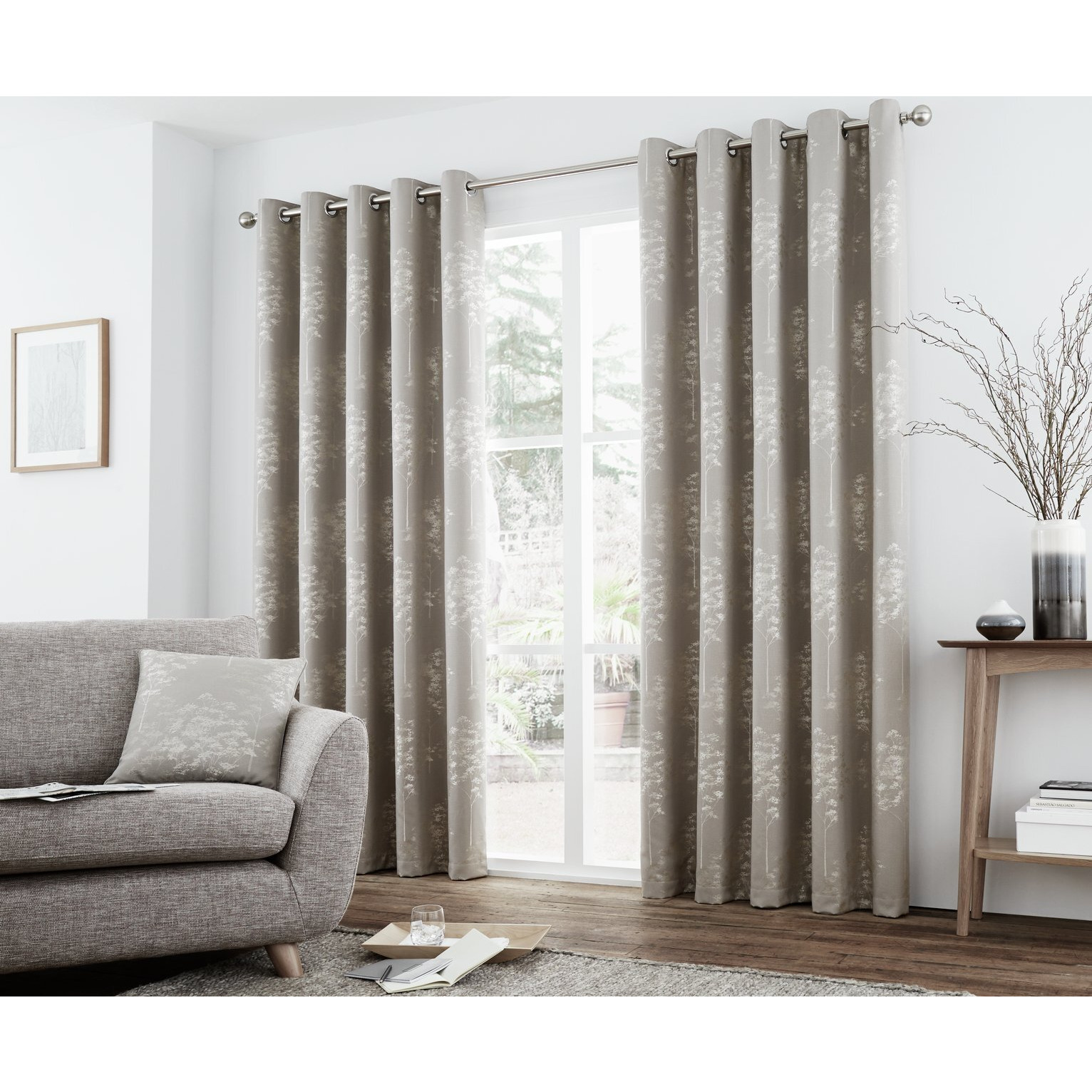 Curtina Elmwood Lined Curtains - 117x183cm - Stone