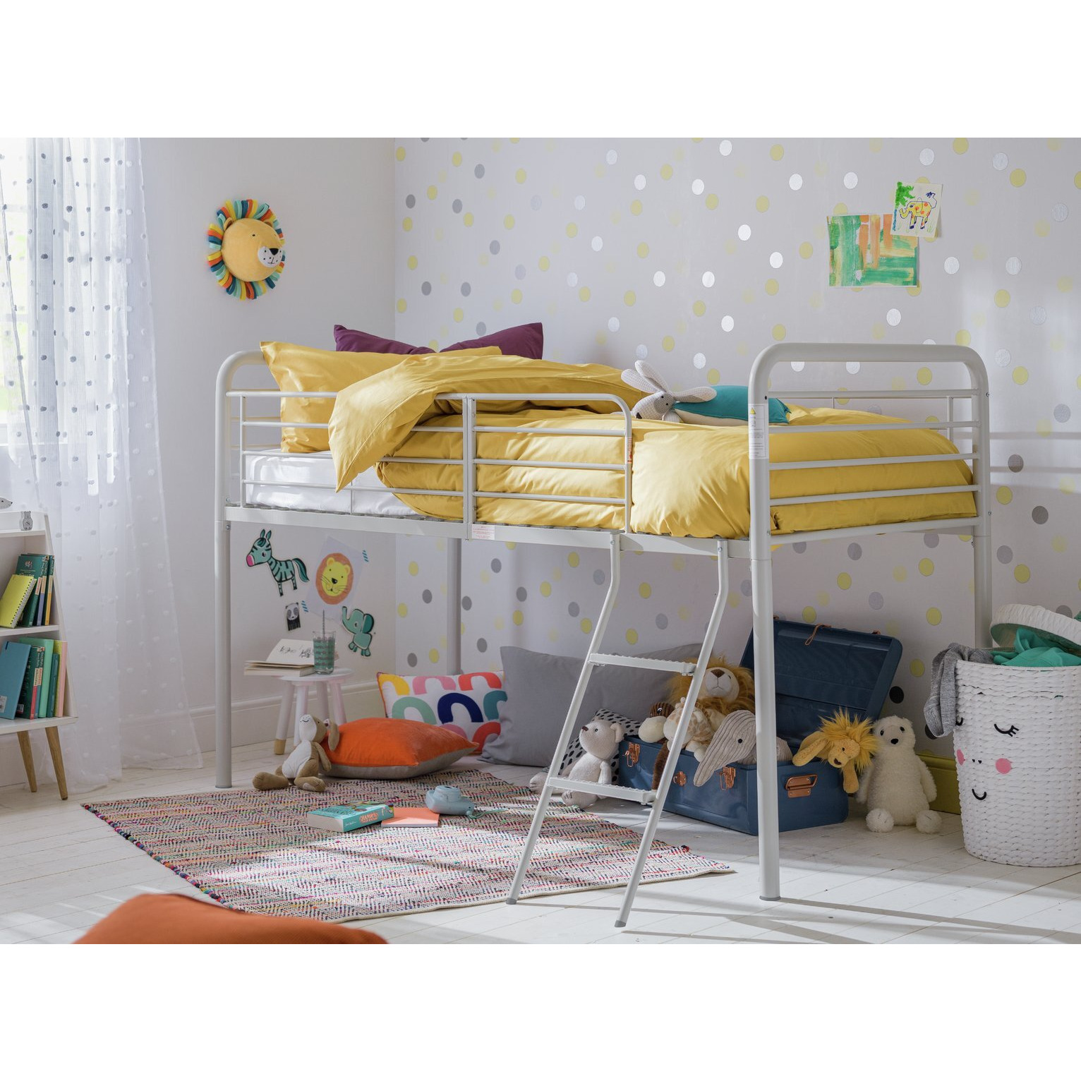 Argos Home Jo Mid Sleeper Metal Bed Frame - Silver - image 1
