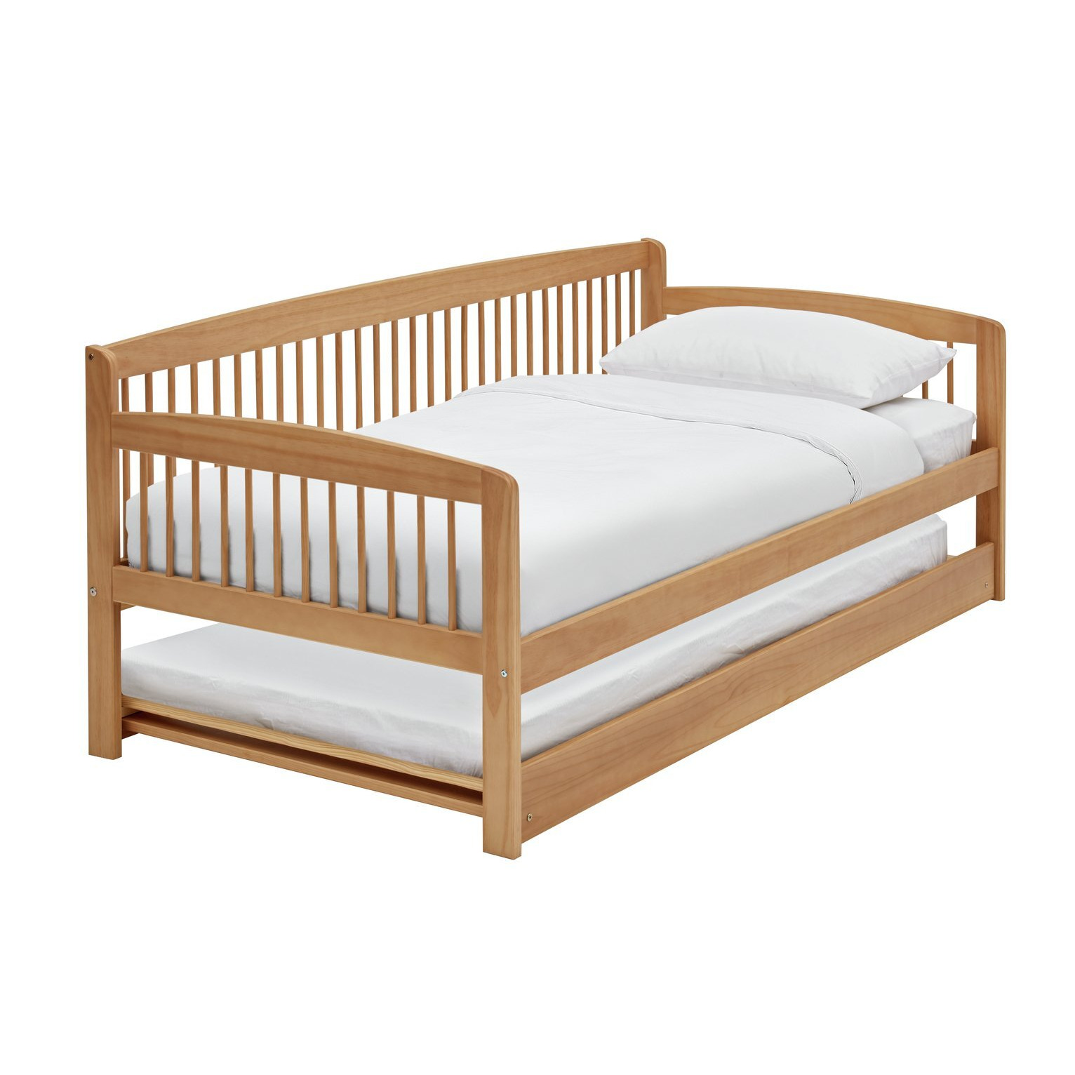 Argos Home Andover Day Bed w/ Trundle & 2 Mattresses - Pine - image 1
