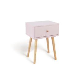 Habitat Otto 1 Drawer Bedside Table - Pink - thumbnail 1