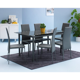 Argos Home Lido Glass Extending Dining Table & 6 Grey Chairs - thumbnail 2