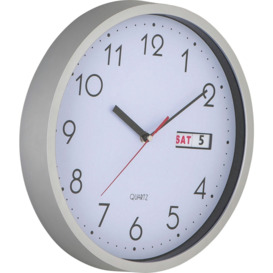 Argos Home Day and Date Wall Clock - Silver