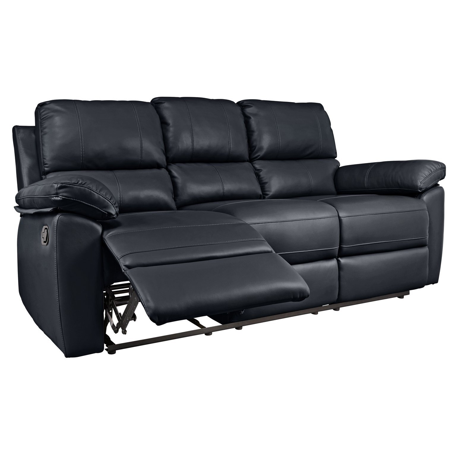 Argos Home Toby Faux Leather 3 Seater Recliner Sofa - Black - image 1