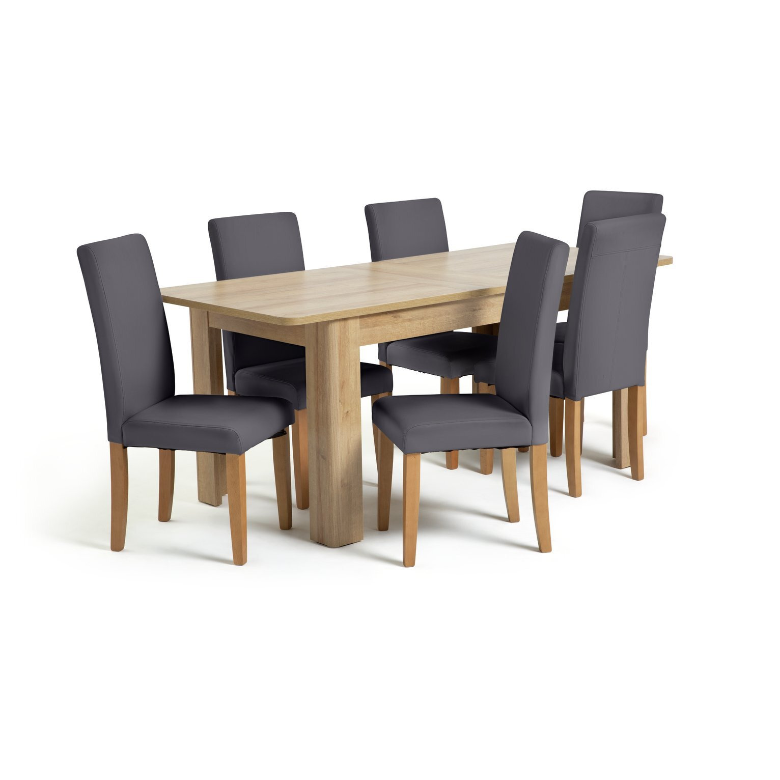Argos Home Miami Curve Extending Table & 6 Charcoal Chairs - image 1