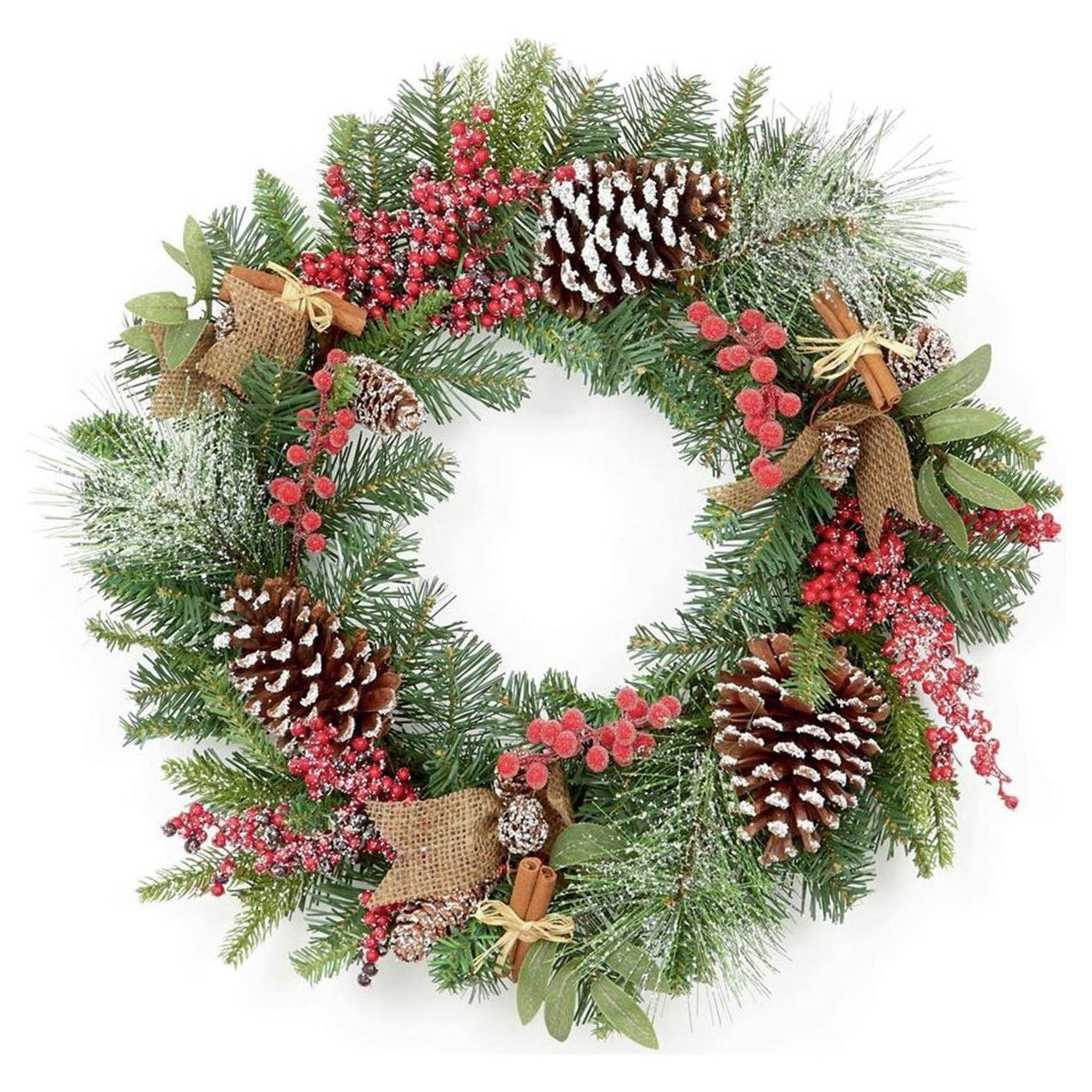 Premier Decorations Berry & Cone Frosted Christmas Wreath - image 1