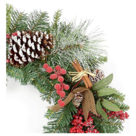 Premier Decorations Berry & Cone Frosted Christmas Wreath - thumbnail 2