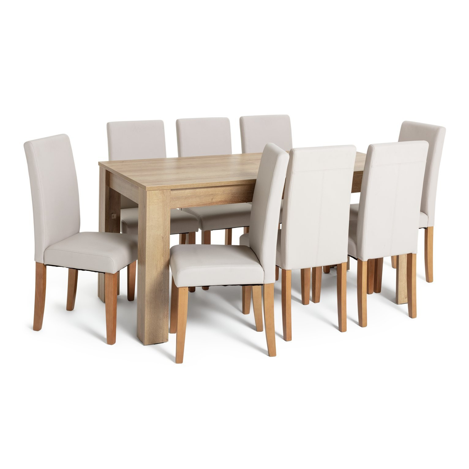 Argos Home Miami XL Extending Table & 8 Cream Chairs - image 1