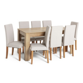 Argos Home Miami XL Extending Table & 8 Cream Chairs - thumbnail 1