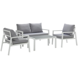 Argos Home Sitges 4 Seater Aluminium Garden Sofa Set - White - thumbnail 1