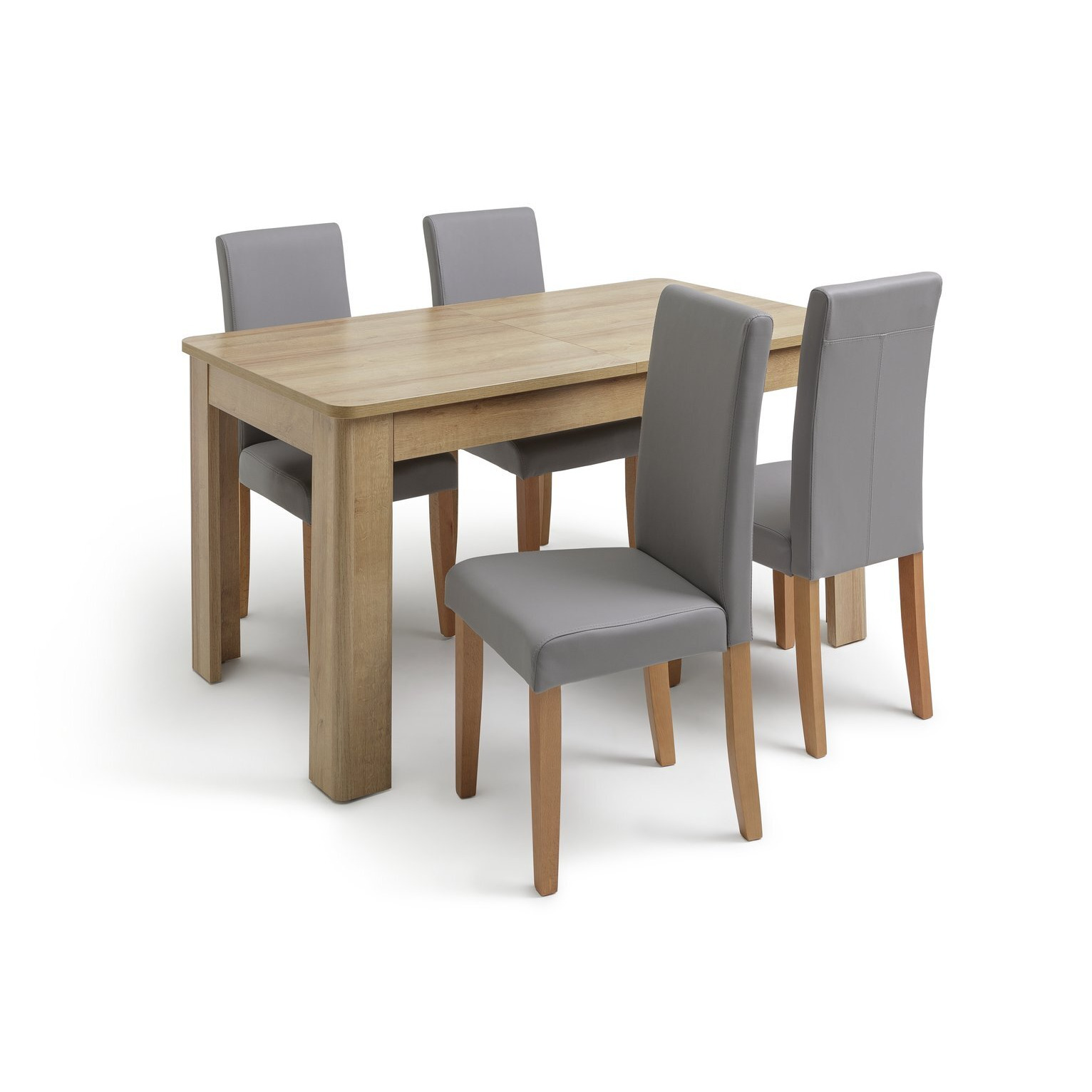 Argos Home Miami Curve Extending Table & 4 Grey Chairs - image 1