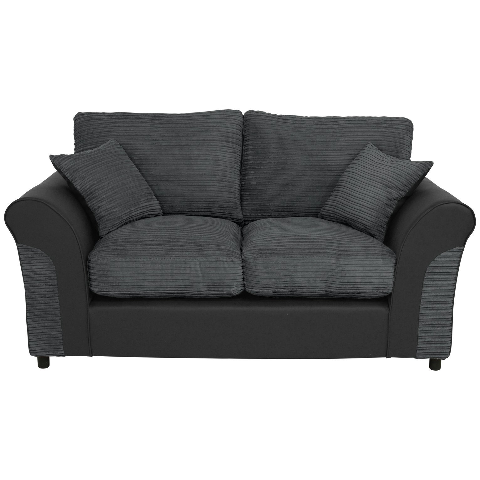 Argos Home Harry Faux Leather 2 Seater Sofa - Charcoal - image 1