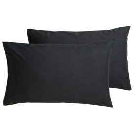 Habitat Easycare Polycotton Standard Pillowcase Pair - Black - thumbnail 2