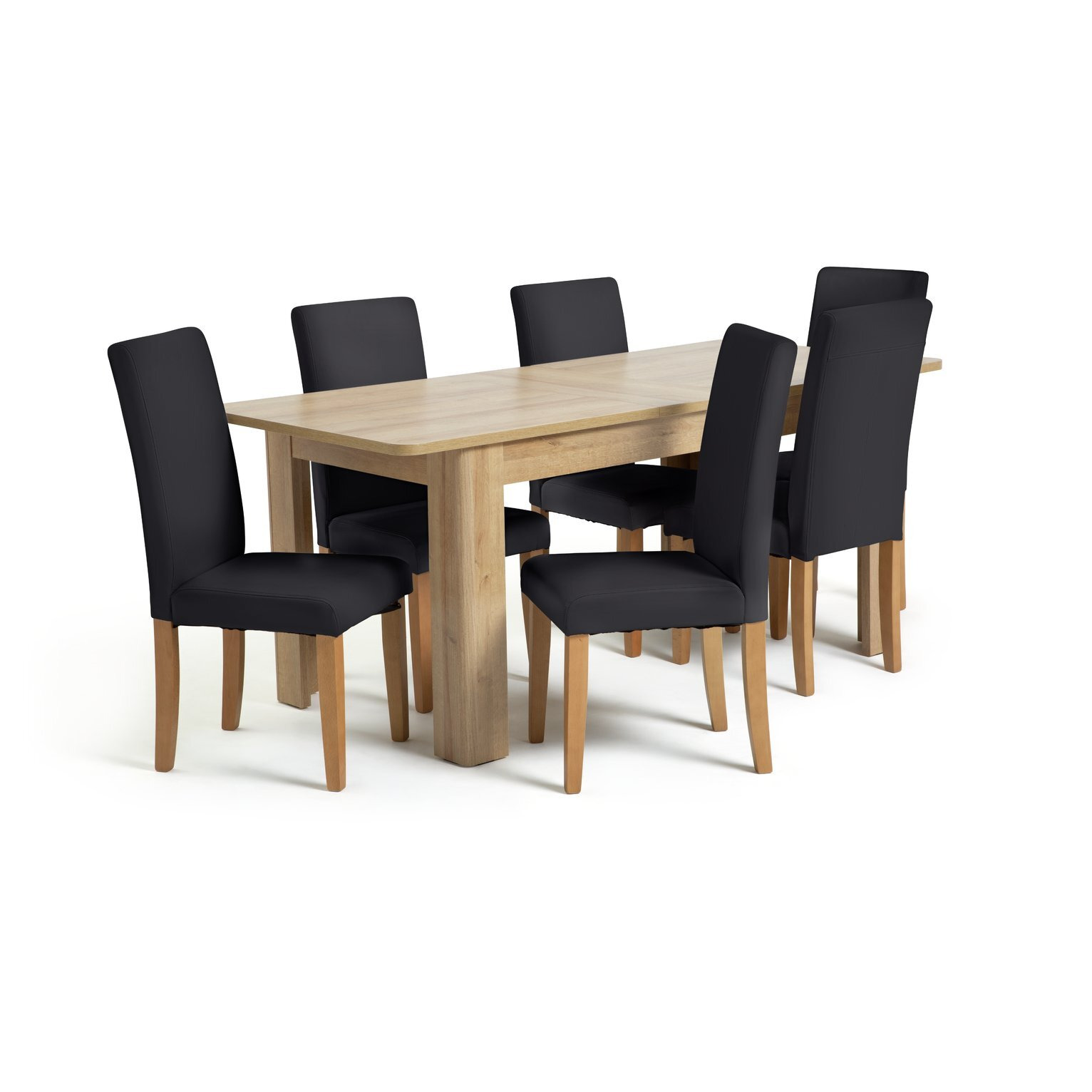 Argos Home Miami Curve Extending Table & 6 Black Chairs - image 1