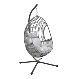 Argos Home Jaye Rattan Effect Hanging Egg Chair - Grey - thumbnail 1