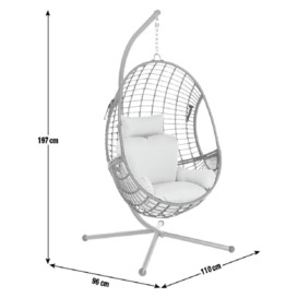 Argos Home Jaye Rattan Effect Hanging Egg Chair - Grey - thumbnail 2