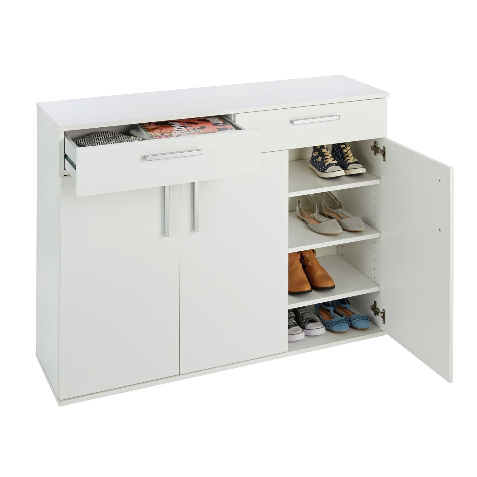 Argos Home Venetia Large 3 Door 2 Drawer Shoe Cabinet -White - image 1