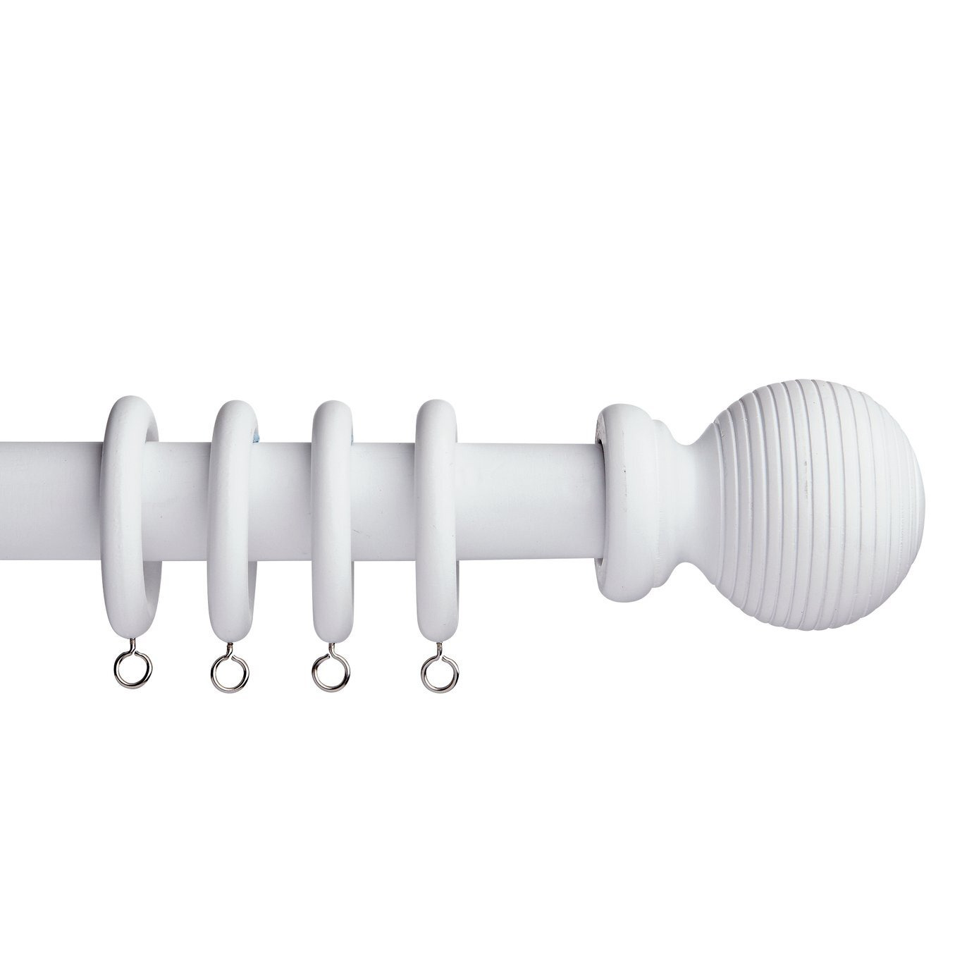 Argos Home 2.4m Grooved Ball Wooden Curtain Pole - White - image 1