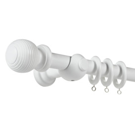 Argos Home 2.4m Grooved Ball Wooden Curtain Pole - White - thumbnail 2