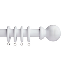 Argos Home 2.4m Grooved Ball Wooden Curtain Pole - White - thumbnail 1