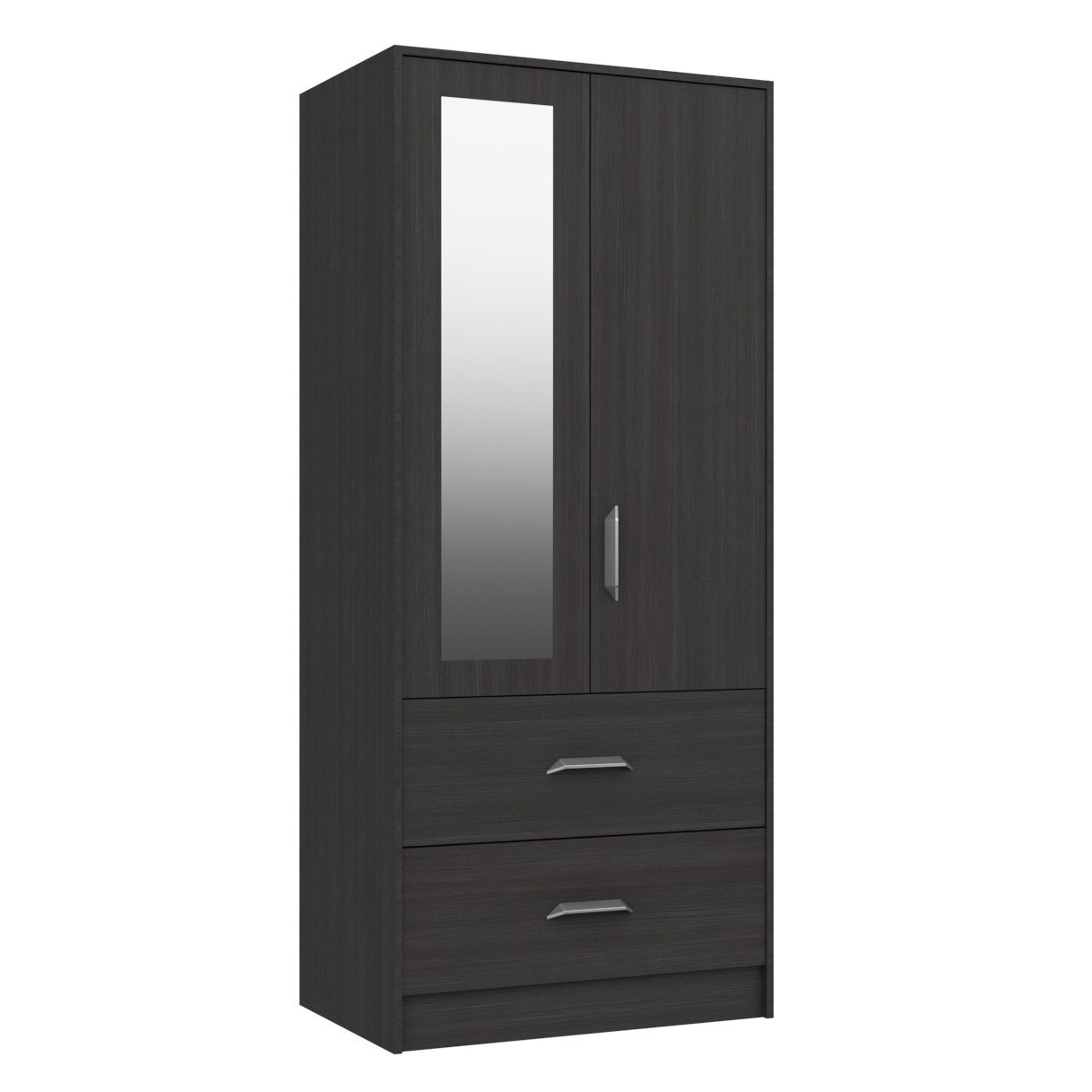 Ashdown 2 Door 2 Drawer Mirror Wardrobe - Dark Grey - image 1