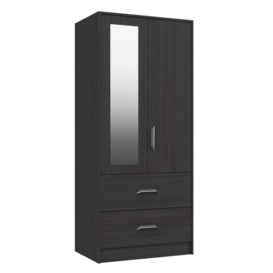 Ashdown 2 Door 2 Drawer Mirror Wardrobe - Dark Grey