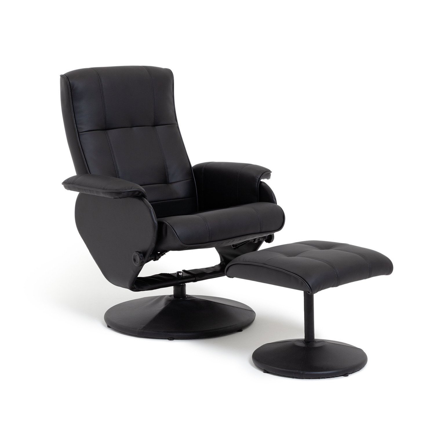 Argos Home Rowan Faux Leather Swivel Chair & Footstool-Black - image 1