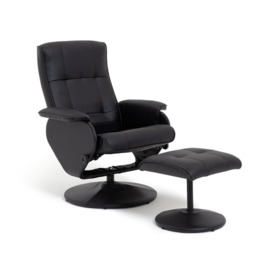 Argos Home Rowan Faux Leather Swivel Chair & Footstool-Black