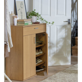 Argos Home Venetia Shoe Storage Cabinet - Oak Effect - thumbnail 2