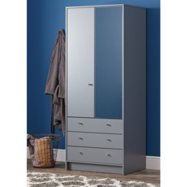 Argos Home Malibu 2 Door 3 Drawer Mirror Wardrobe - Grey - thumbnail 2