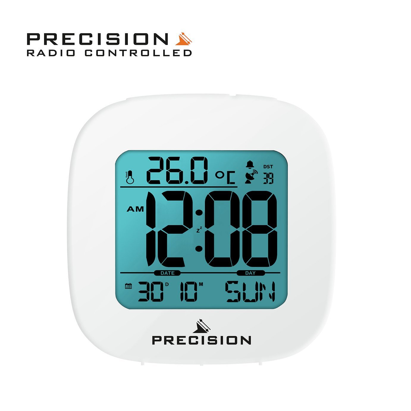 Precision Radio Controlled Digital Alarm Clock - White - image 1