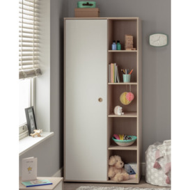 Habitat Camden 1 Door Shelved Wardrobe - White and Acacia