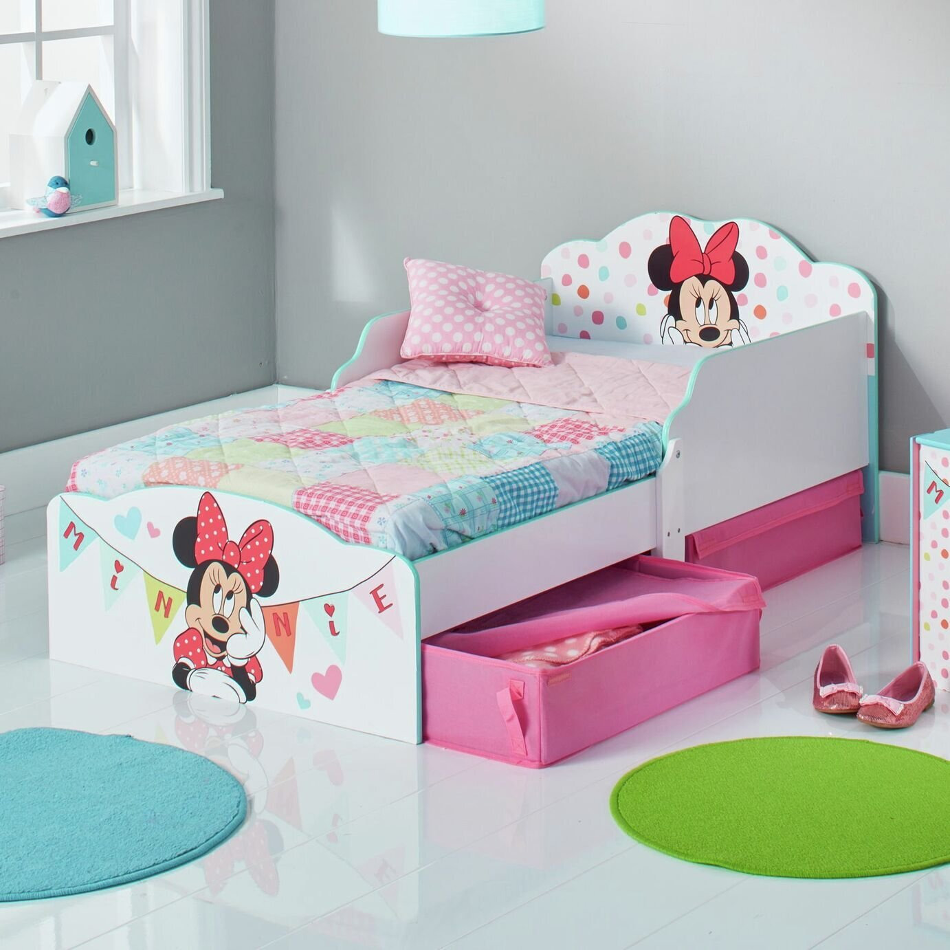 Disney Minnie Mouse Toddler Bed, Drawers & Kids Mattress - image 1