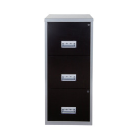Pierre Henry 3 Drawer Maxi Filing Cabinet - Silver & Black - thumbnail 2