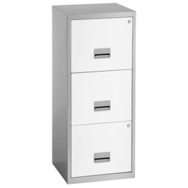 Pierre Henry 3 Drawer A4 Filing Cabinet - Silver & White