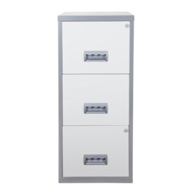 Pierre Henry 3 Drawer A4 Filing Cabinet - Silver & White - thumbnail 2