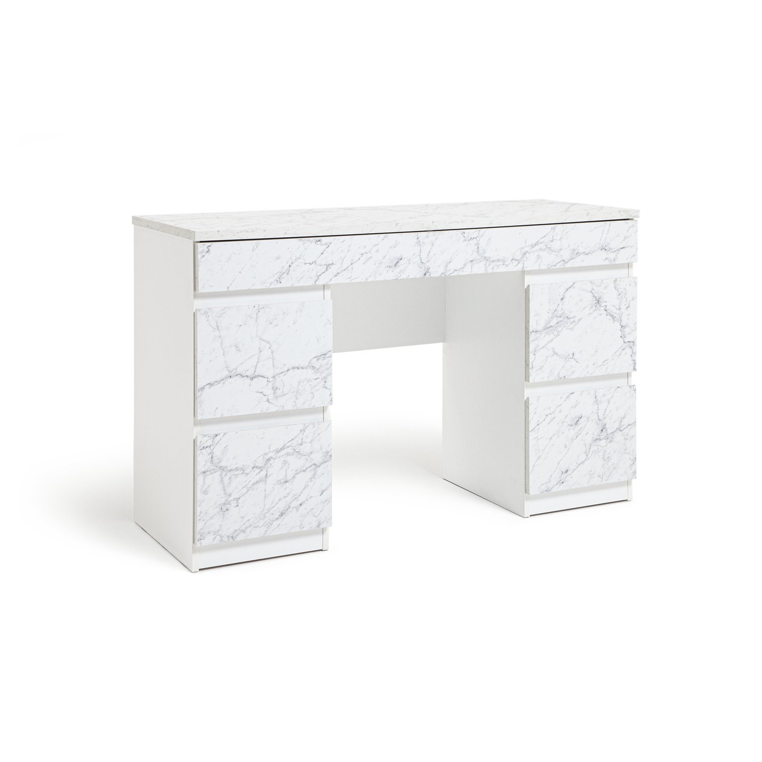 Habitat Jenson 6 Drawers Marble Dressing Table - White