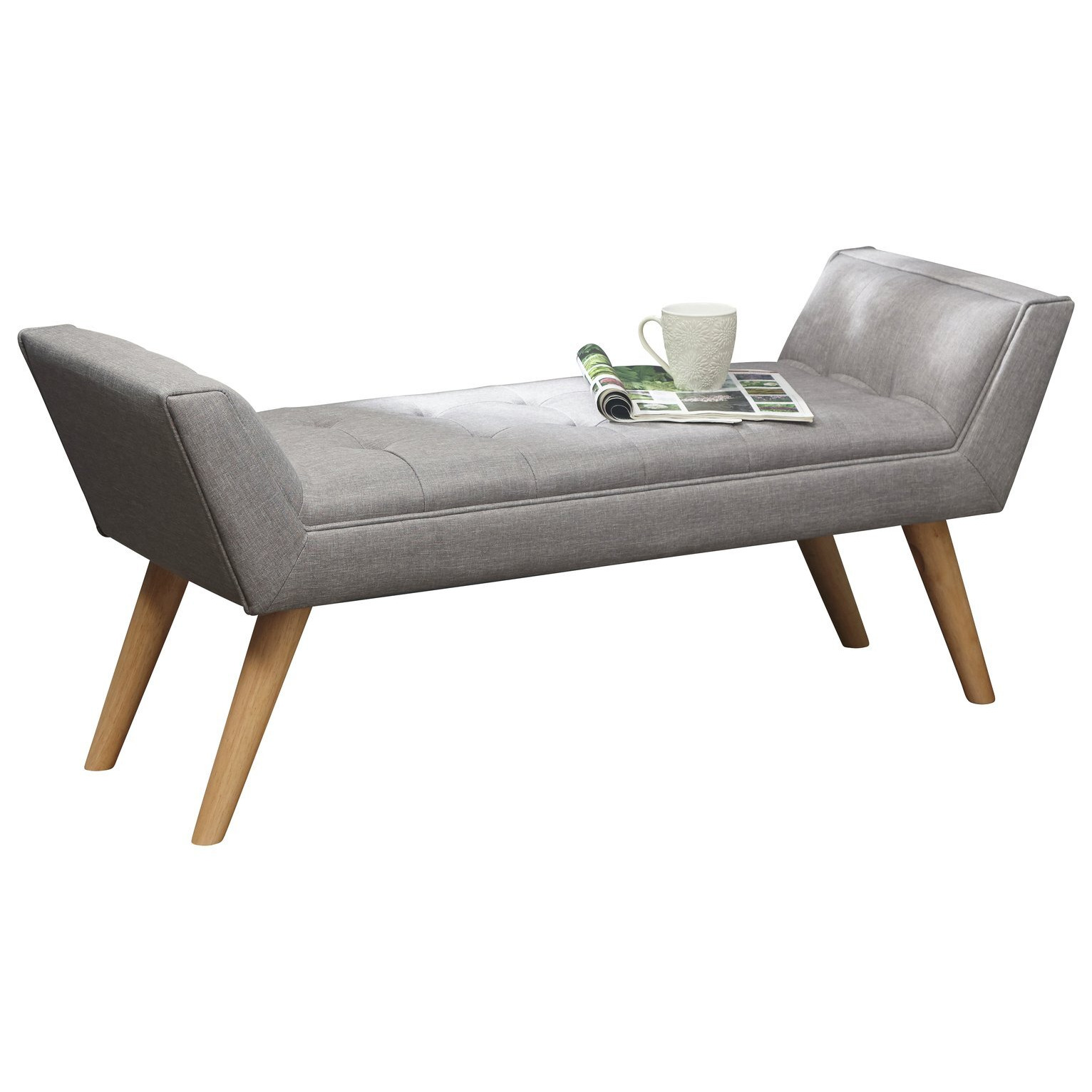 GFW Milan Fabric Upholstered Bench - Grey - image 1