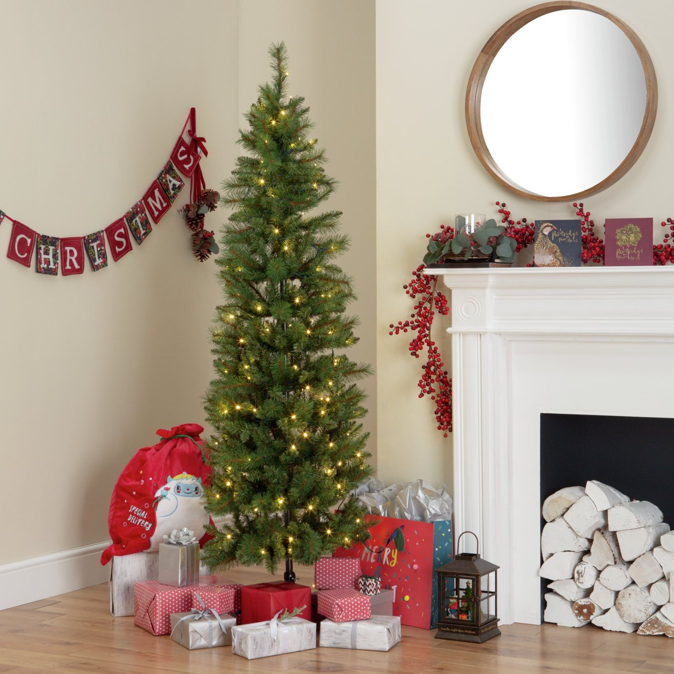 Habitat 6ft Pre lit Natural Look Pop Up Christmas Tree