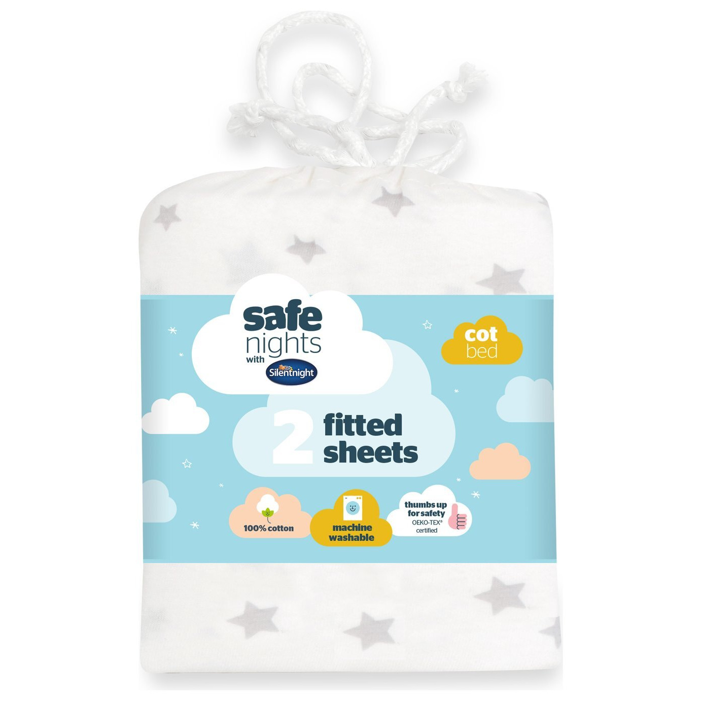 Silentnight Safe Nights Nursery Grey Fitted Sheets - Cot bed - image 1