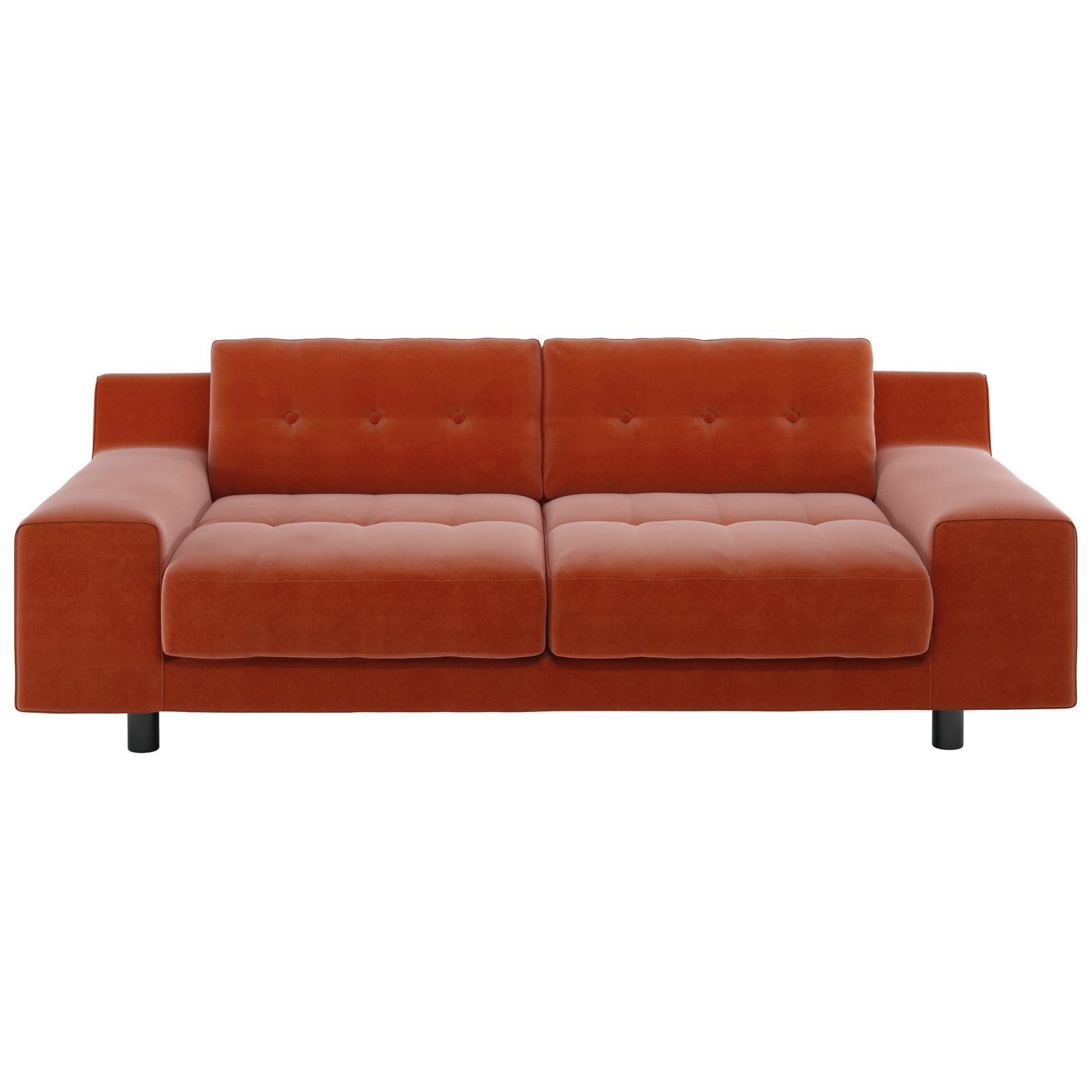 Habitat Hendricks Velvet 3 Seater Sofa - Orange