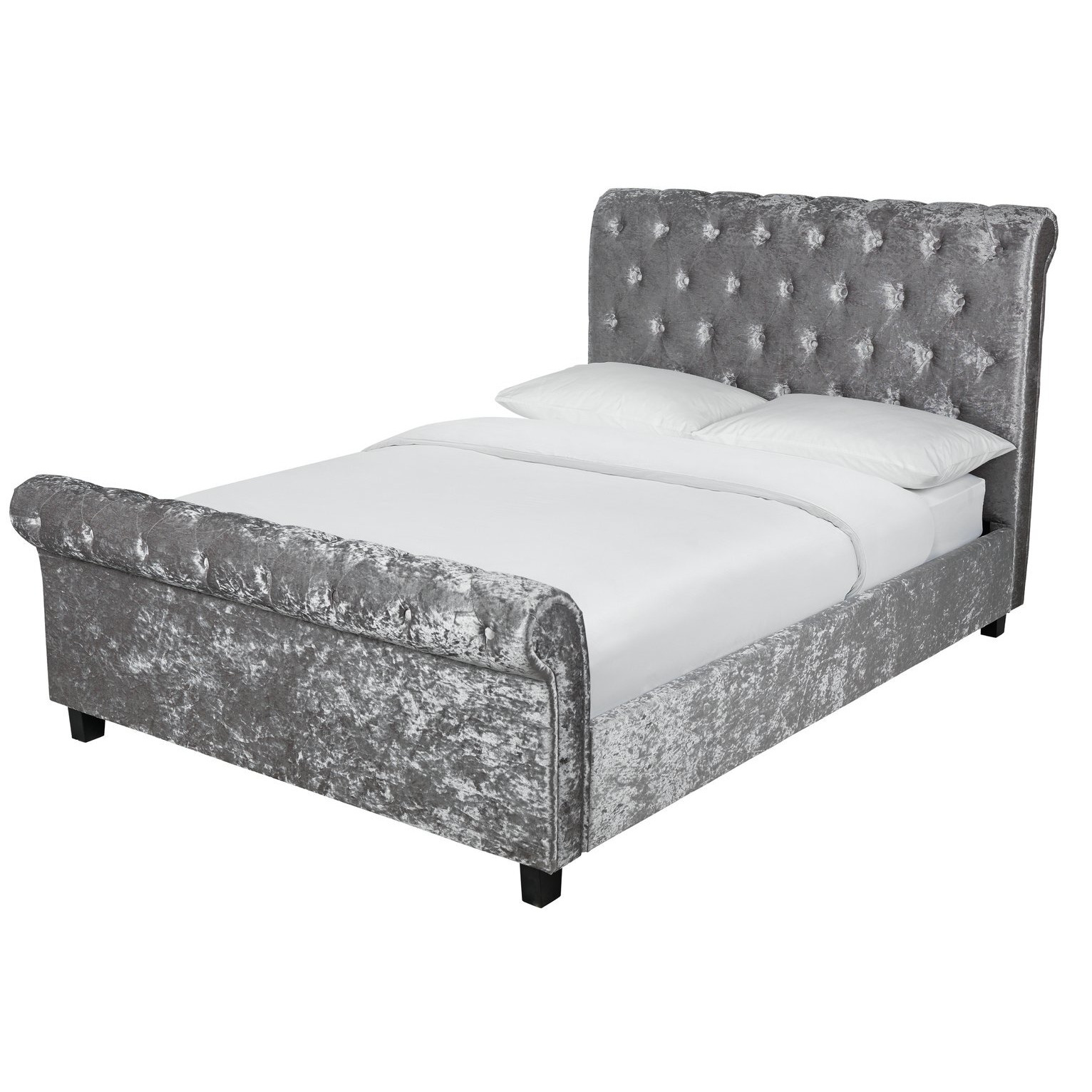 Argos Home Penelope Kingsize Crushed Velvet Bed - Silver