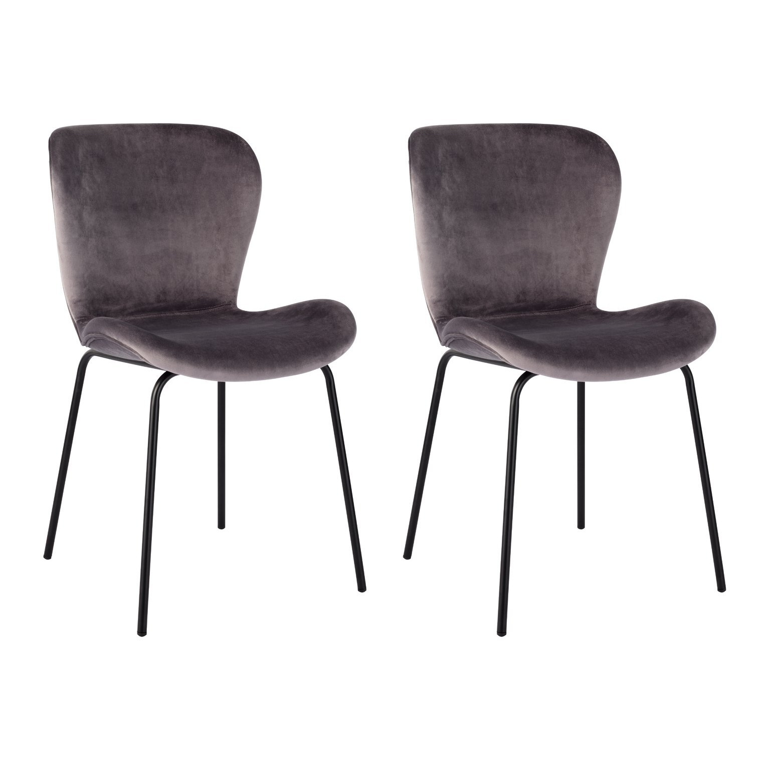 Habitat Etta Pair of Velvet Dining Chair - Grey