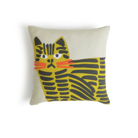 Habitat Grumpy Cat Printed Cushion Yellow - 45x45cm - thumbnail 1