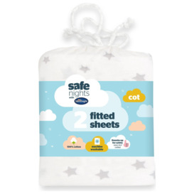 Silentnight Safe Nights Nursery 2Pack Grey Fitted Sheets-Cot - thumbnail 1