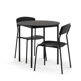Argos Home Stella Wood Effect Dining Table & 2 Black Chairs
