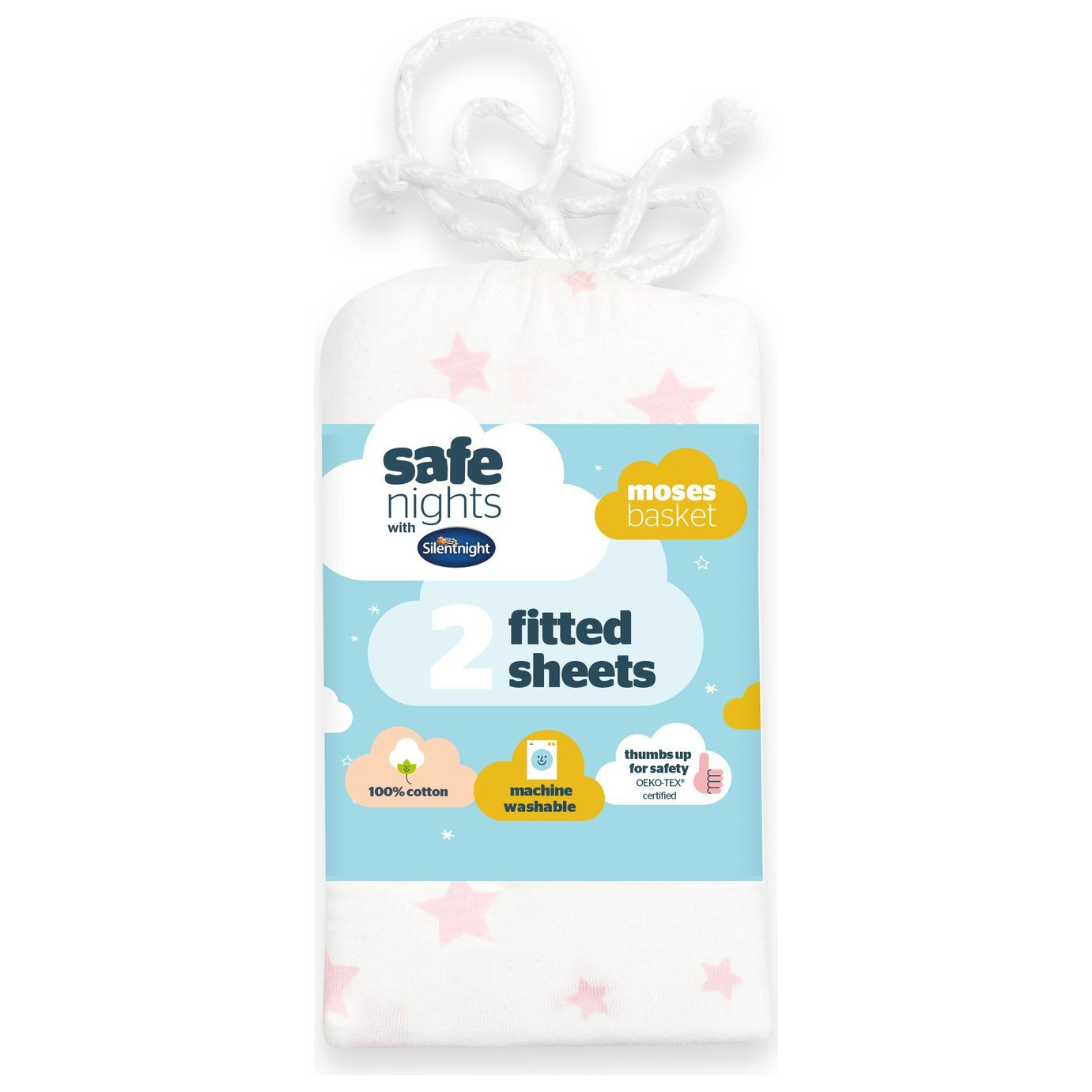 Silentnight Safe Nights Nursery Pink Fitted Sheets - Moses - image 1