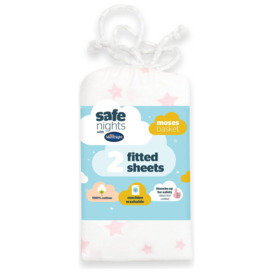 Silentnight Safe Nights Nursery Pink Fitted Sheets - Moses - thumbnail 1