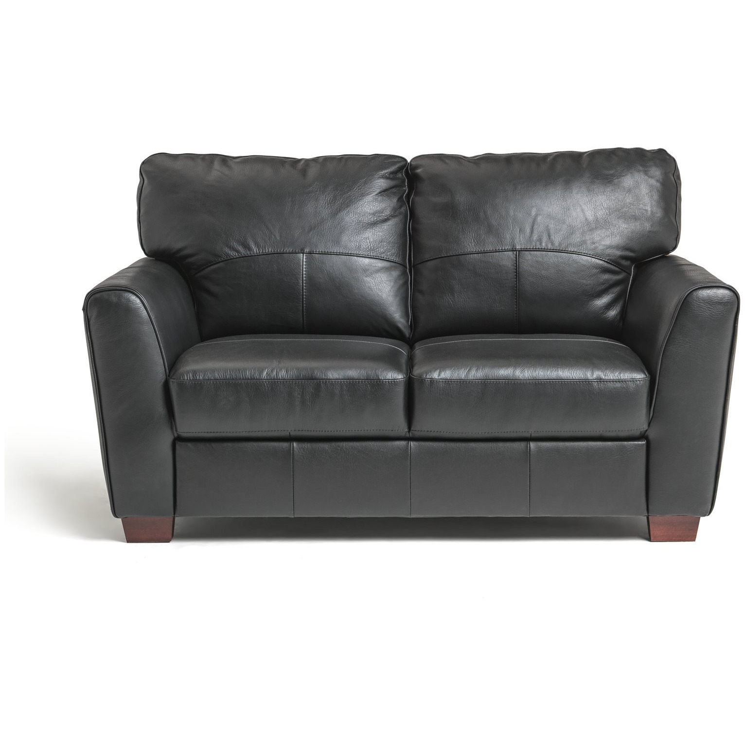 Habitat Milford Leather 2 Seater Sofa - Black