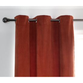 Habitat Cord striped Fully Lined Eyelet Curtains -Terracotta