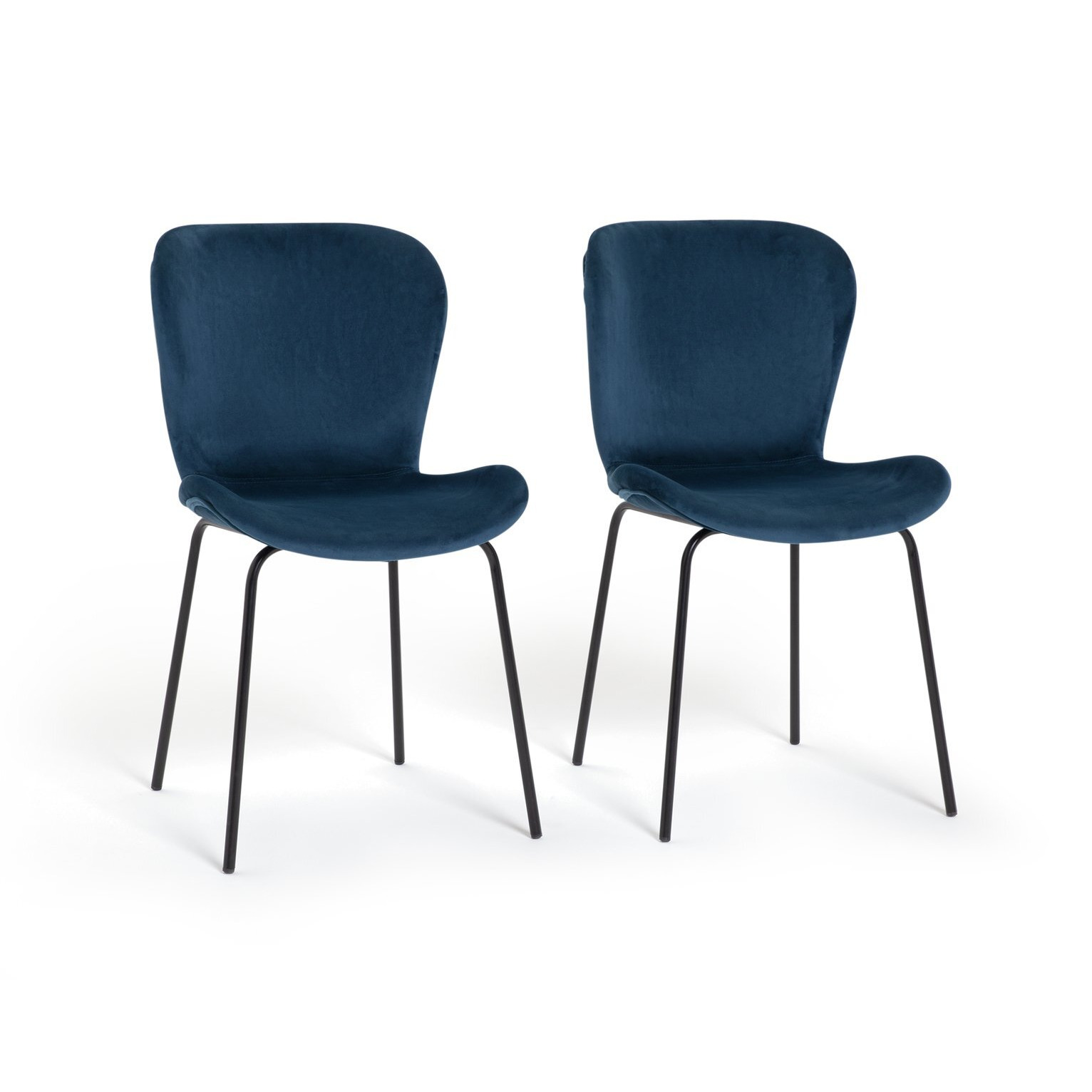 Habitat Etta Pair Velvet Blue Metal Leg Chairs - image 1